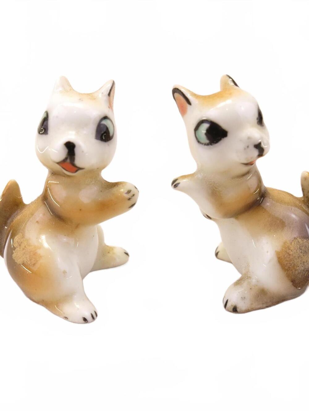Vintage 1940's Pair of Chipmunks Bone China Miniatures Chipmunk Figurines